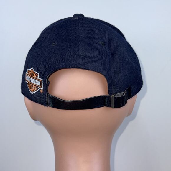 Vintage Harley Davidson Hat Cap Strap Back Black Ride Like The Wind Wool Leather - Picture 3 of 11